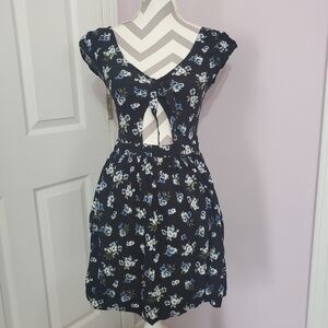 Hollister Black Floral Backless Dress
